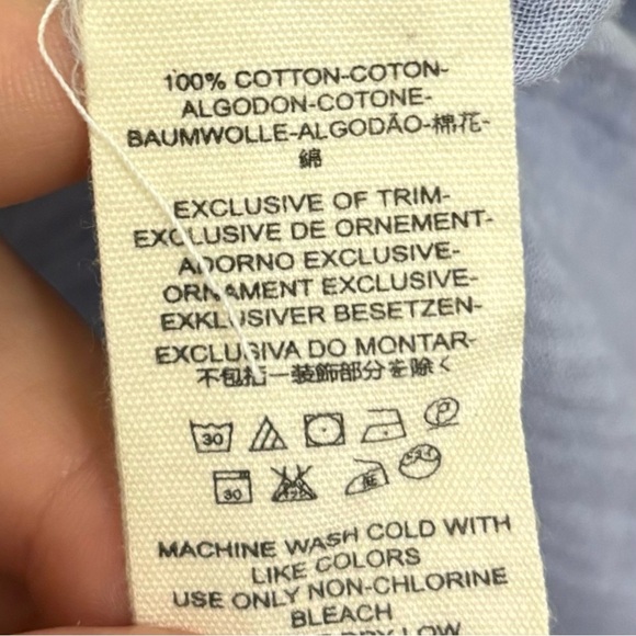 Free People We The Free Blue White Stripe Button Down Shirt Women’s Size Medium - Picture 8 of 8